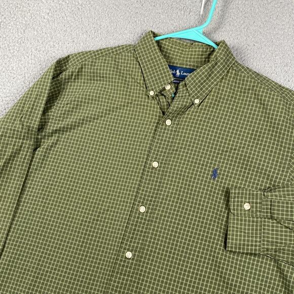 VTG Ralph Lauren Classic Fit Button Down Shirt Men's XL Green Plaid Causal - Picture 1 of 8